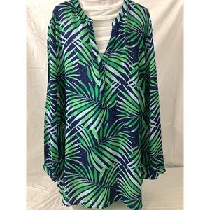 Old Navy Palm print long sleeve blouse, XL